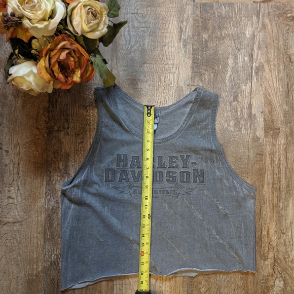 Harley Davidson Distressed Cropped Raw size Large - Picture 2 of 6
